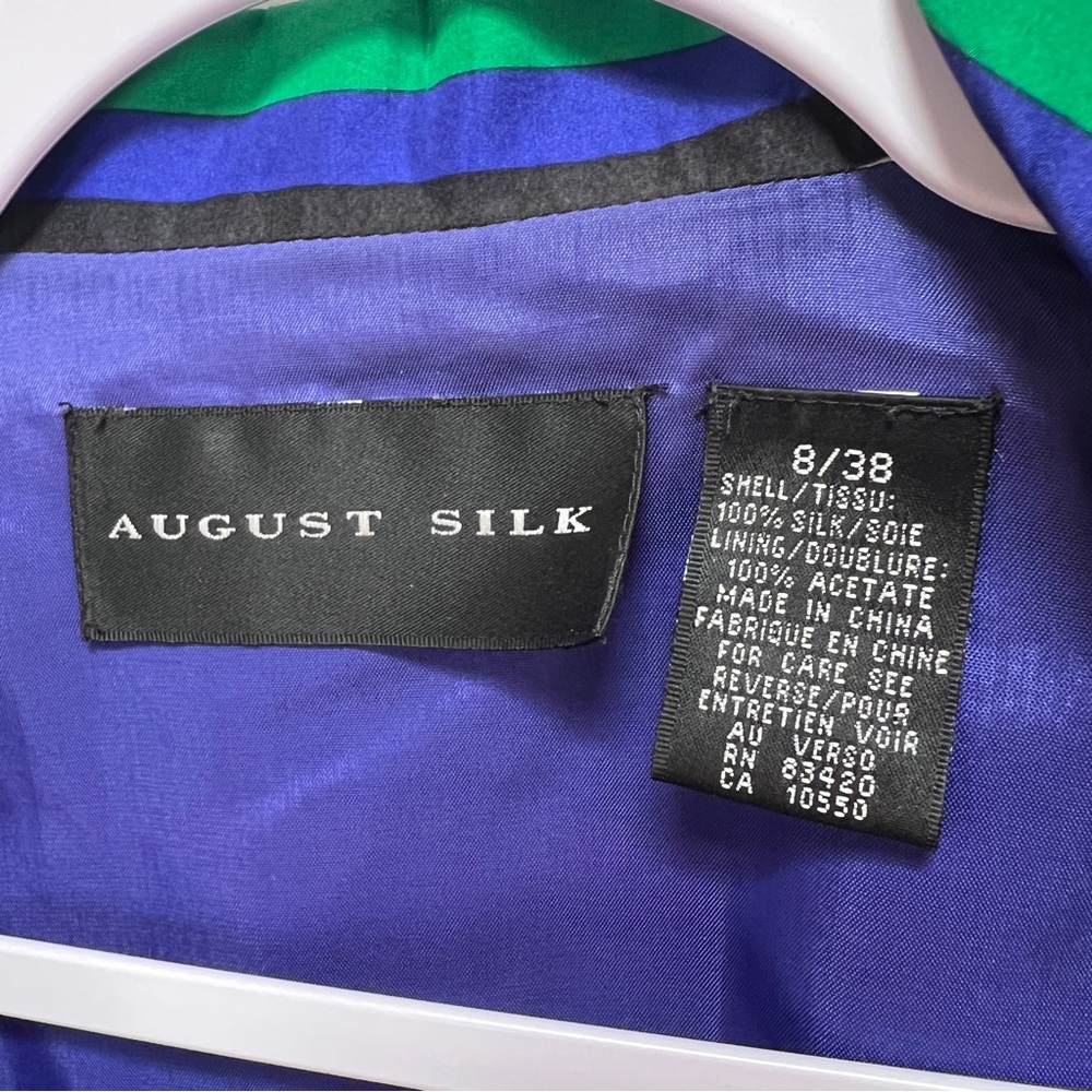 August Silk 100% Silk 80s Colorful Graphic Women's Jacket, Oversized 8 - Picture 5 of 5